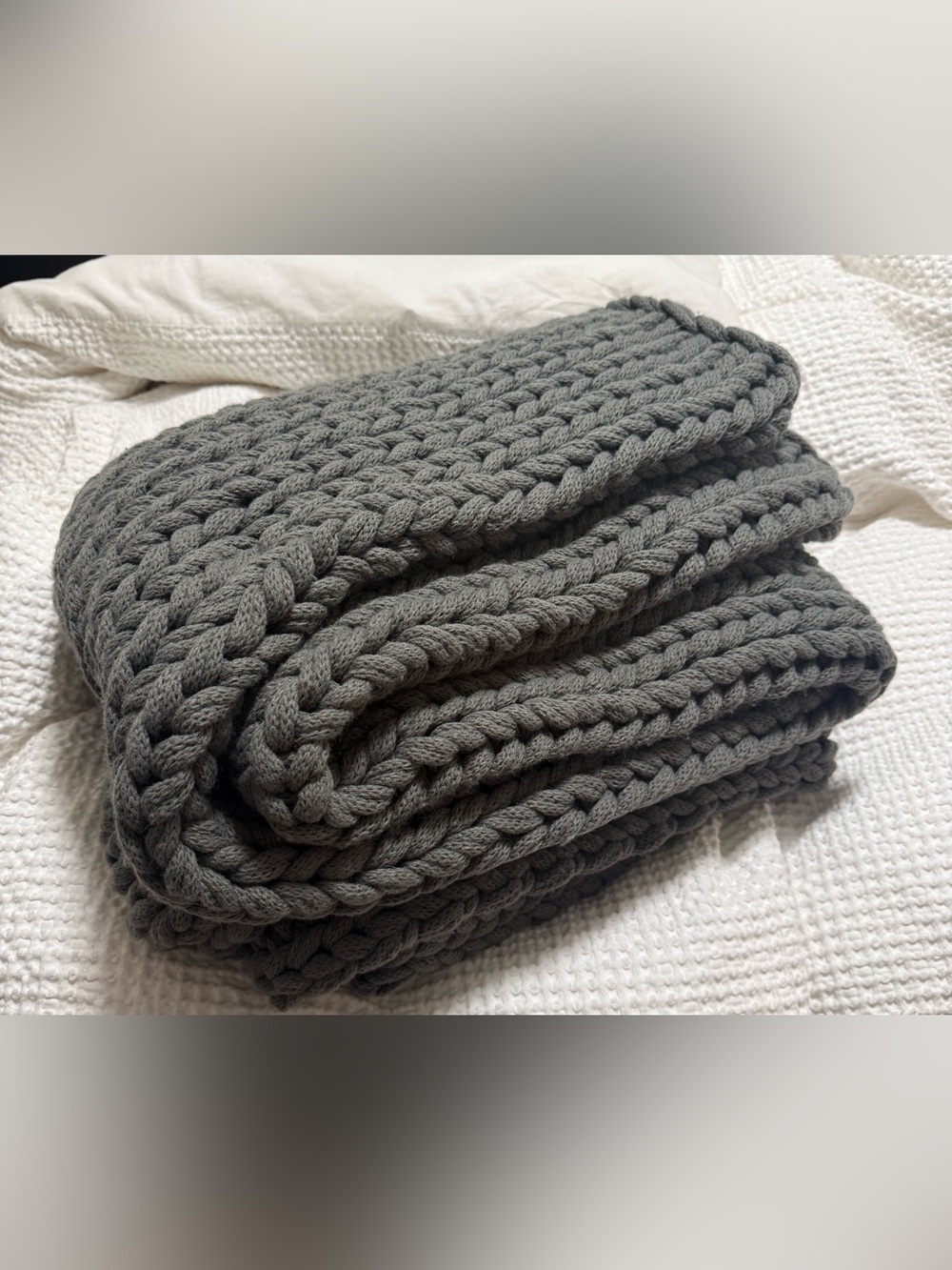 Casaluna Chunky Knit Throw Blanket - Charcoal